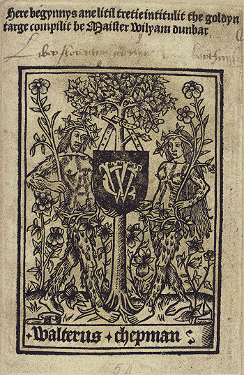 Title page of Dunbar’s The Goldyn Targe in the Chepman and Myllar Prints of 1508. National Library of Scotland.
